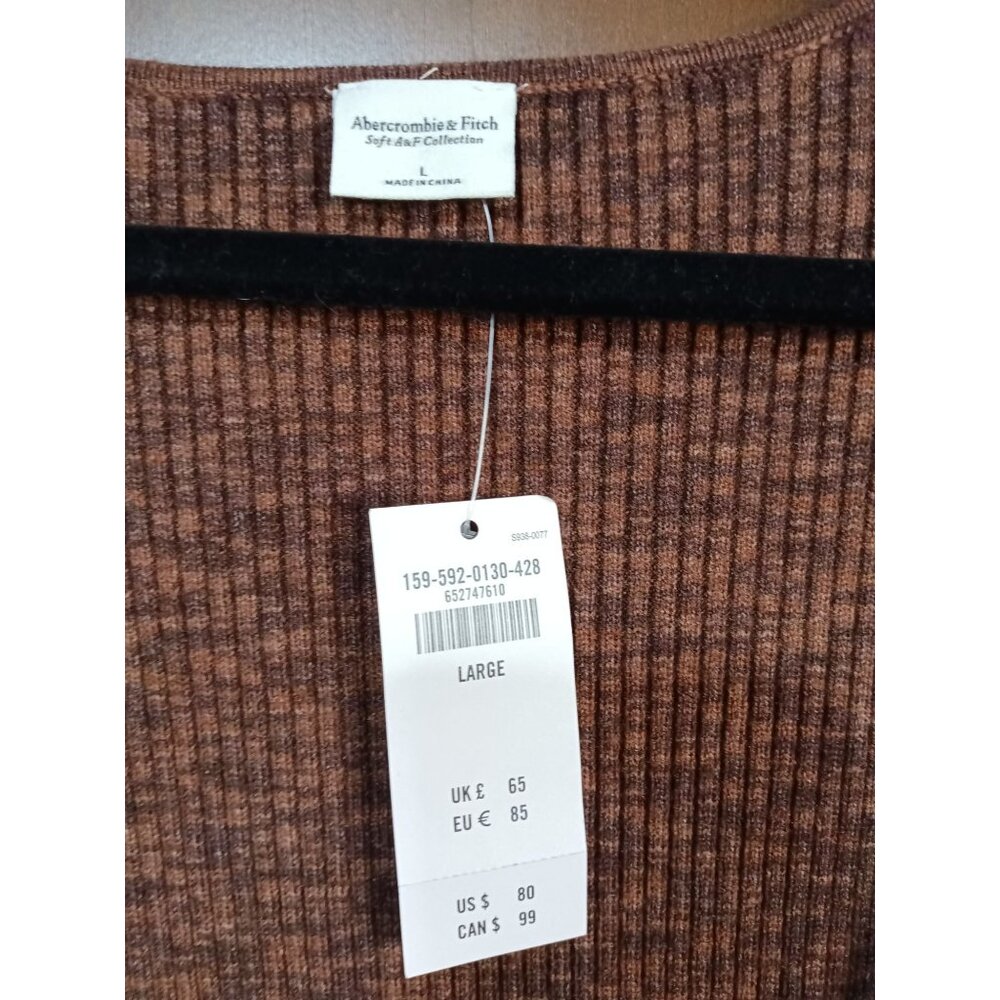 Abercrombie & Fitch Brown Ribbed Knit Long Sleeve Bodycon Dress - Picture 3 of 8